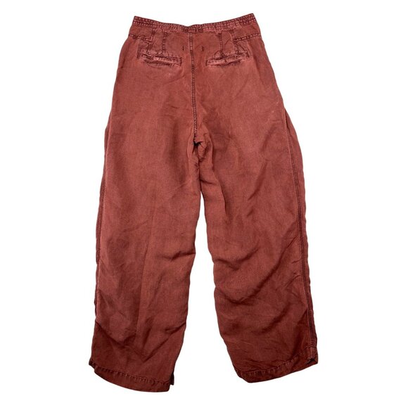 Free People Womens Lotta Love Linen Rust High-Waisted Wide-Leg Pants Size 4 - Picture 4 of 14